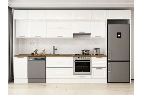 Alvinka 375X240 Cm Klasik Mebran Mutfak Dolabı, Mb E80S45S50 1 Mebran Beyaz Suntalam
