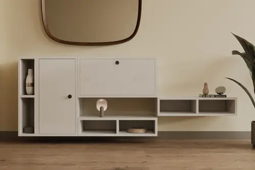 Consola 2 Kapaklı Açık Bölmeli Yüzer Konso