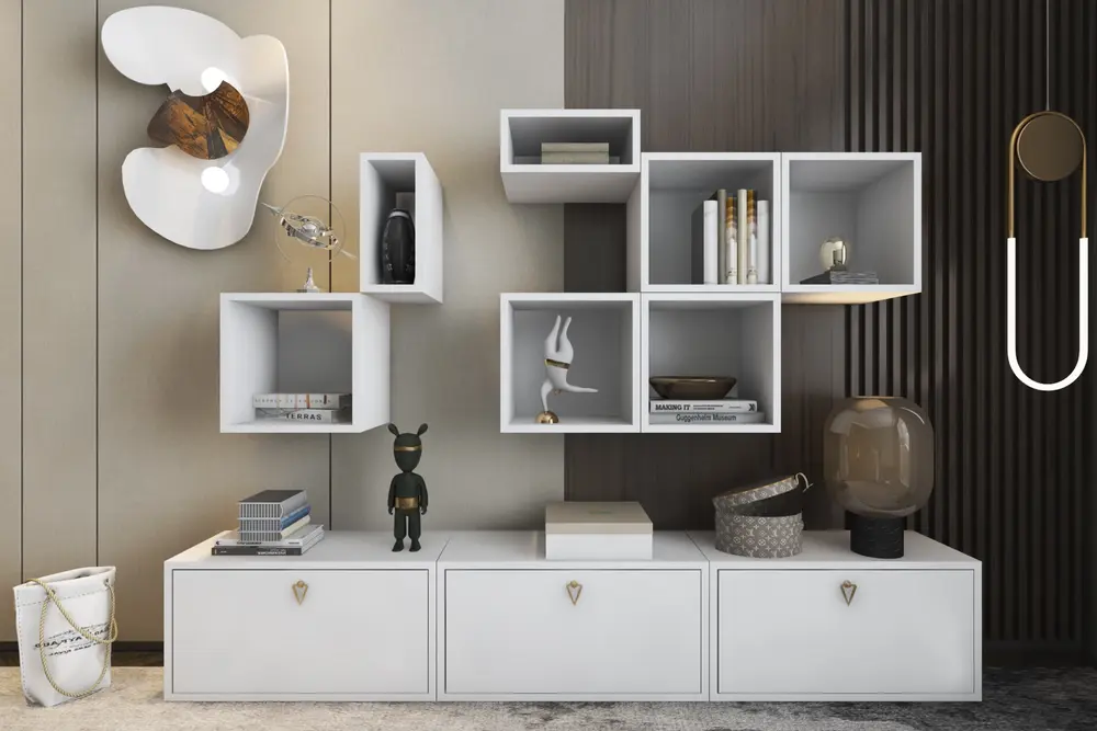 Consola Modern Modüler Duvar Ünitesi 3 Kapaklı Konsol