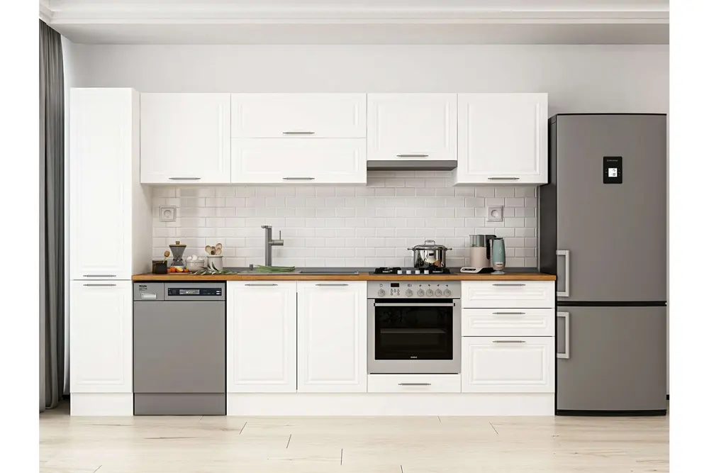 Alvinka 300X210 Cm Klasik Mebran Mutfak Dolabı, Mb E80B40S60 1 Mebran Beyaz Suntalam