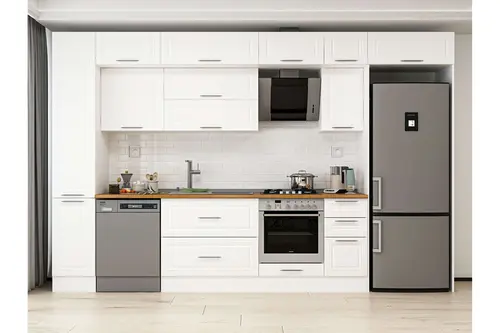 Alvinka 370X240 Cm Klasik Mebran Mutfak Dolabı, Mbb E90B40S40 2 Mebran Beyaz Suntalam