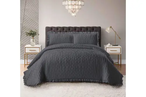 Çapa Home Milano Çift Kişilik Fırfırlı Yatak Örtüsü, Antrasit