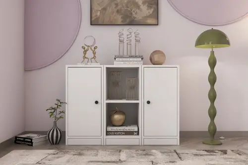 Consola Sandara 2 Kapaklı 2 Açık Raflı Özel Tasarım Konsol