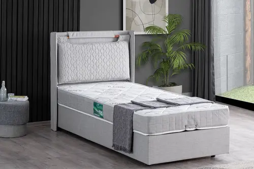 Zagreb Baza Başlık Ve Comfort Yatak, Açık Gri, 90X190