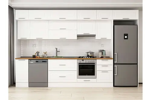 Alvinka 380X240 Cm Klasik Mebran Mutfak Dolabı, Mb E90S40S50 1 Mebran Beyaz Suntalam