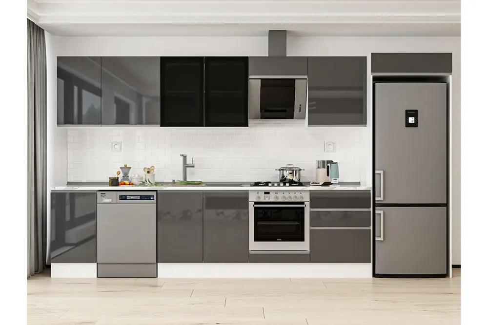 Alvinka 395X222 Cm Mutfak Dolabı, Mb E90S45S60 3 Antrasit Suntalam