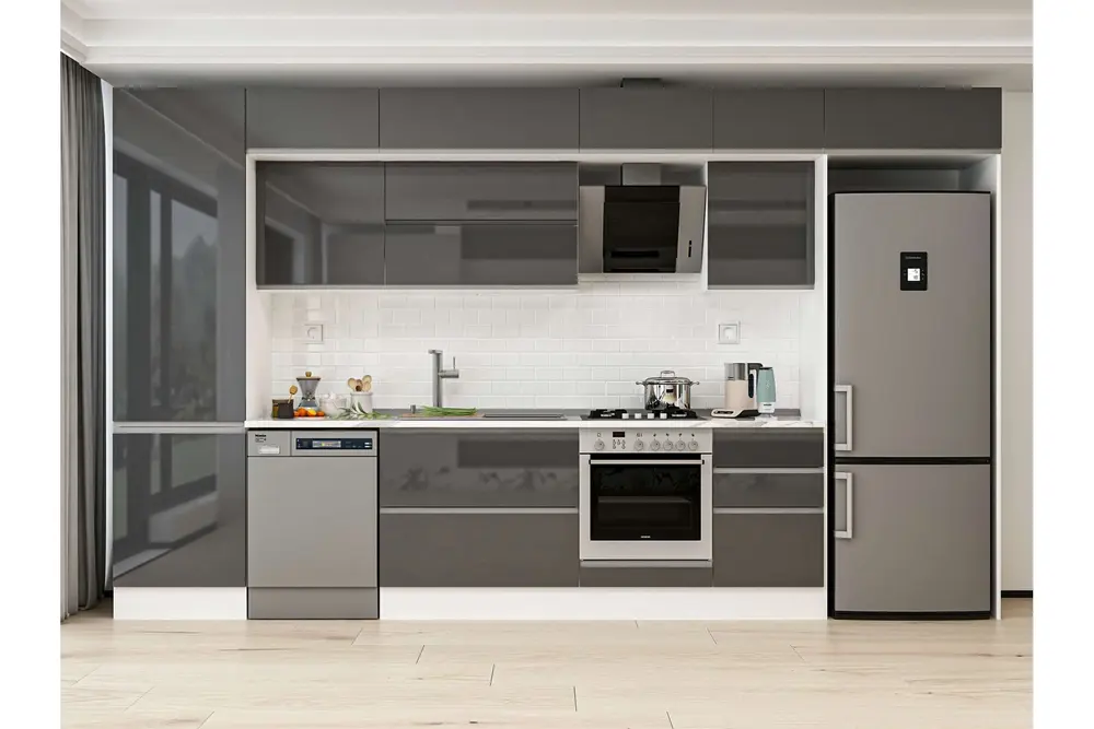 Alvinka 400X240 Cm Mutfak Dolabı, Mbb E90B60S50 2 Antrasit Suntalam