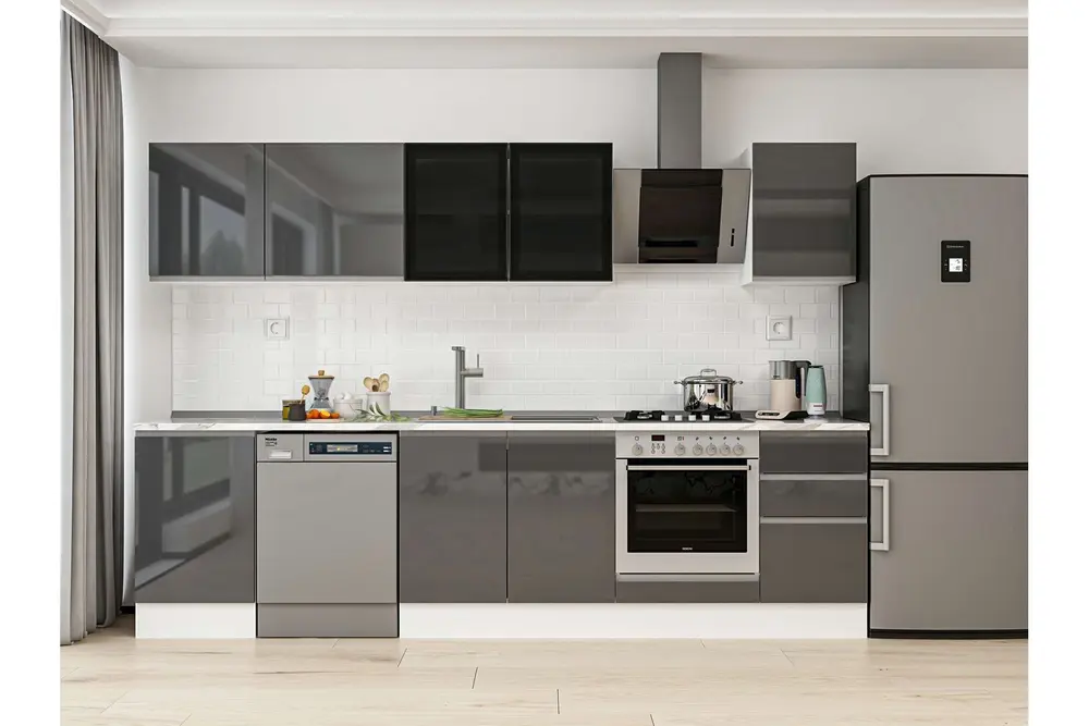 Alvinka 295X210 Cm Mutfak Dolabı, M E80S50S45 3 Antrasit Suntalam
