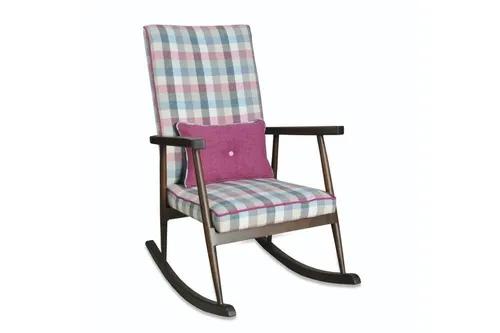 Trend Sallanan Sandalye, Pembe, Ahşap, Ceviz Ayak