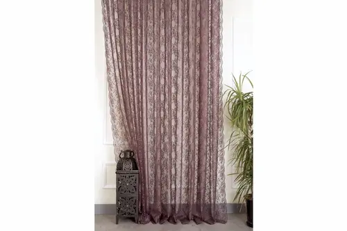 Fransız Danteli Fon Tül Mürdüm Rengi Orta Sık Pile 110X260