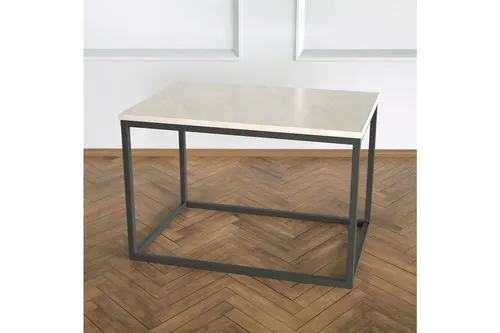 Potrica Yan Sehpa, Siyah Ayak Bej Mermer Tabla