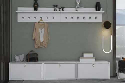 Stepora Modüler Benchli Portmanto 3 Kapaklı Ayakkabılık