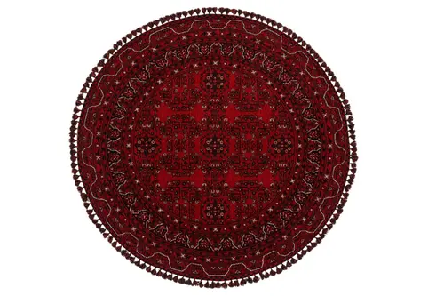 Zagros Kırmızı 02 Yuvarlak Etnik Desenli Halı, 120X120