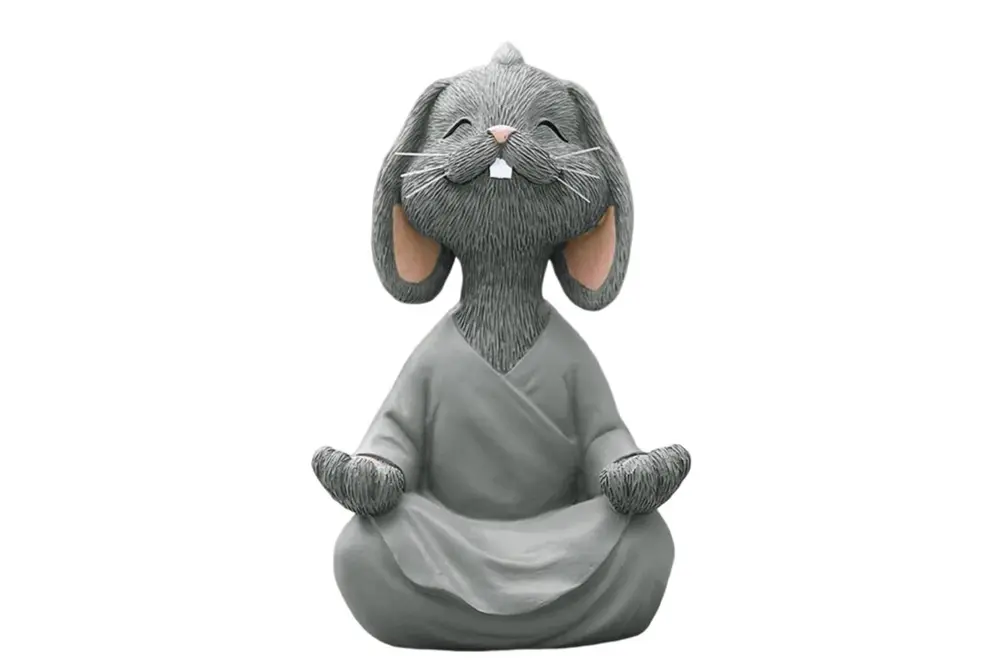 Yoga Yapan Tavşan Biblo, Gri