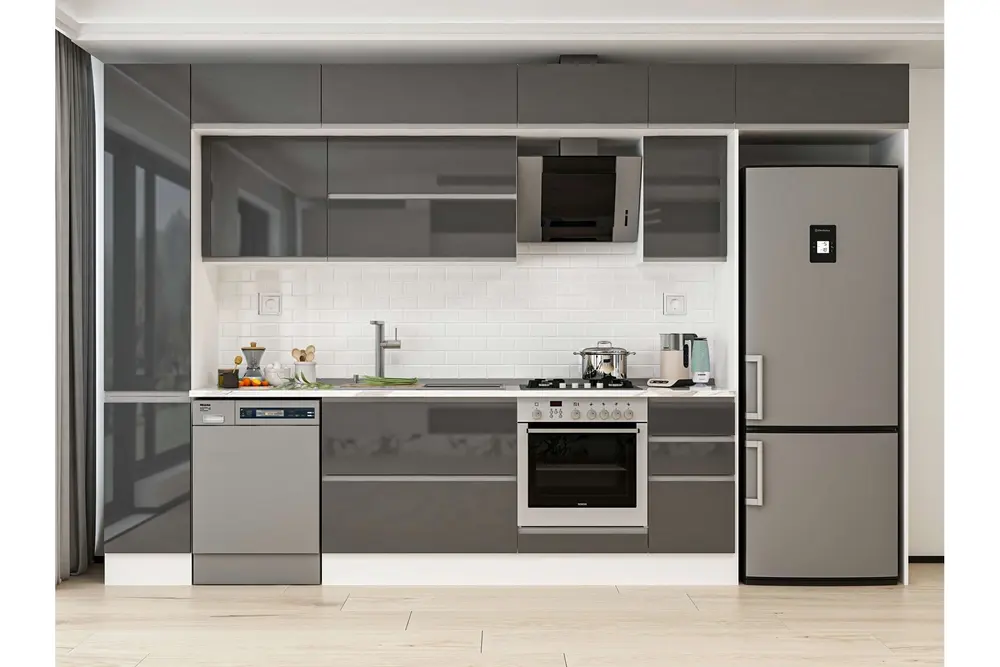 Alvinka 370X240 Cm Mutfak Dolabı, Mbb E90B40S40 2 Antrasit Suntalam