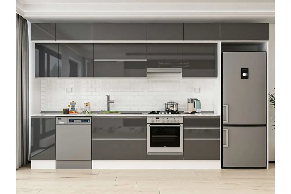 Alvinka 380X240 Cm Mutfak Dolabı, Mb E80S40S60 1 Antrasit Suntalam