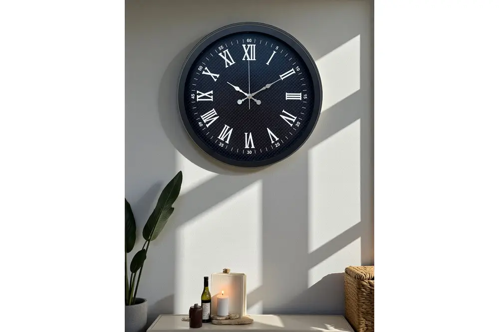 Luxury Black Metal Duvar Saati 40 Cm