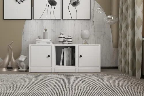 Leksa 2 Kapaklı Raflı Kitaplık 97 Cm Beyaz Ktp-1202-Ç