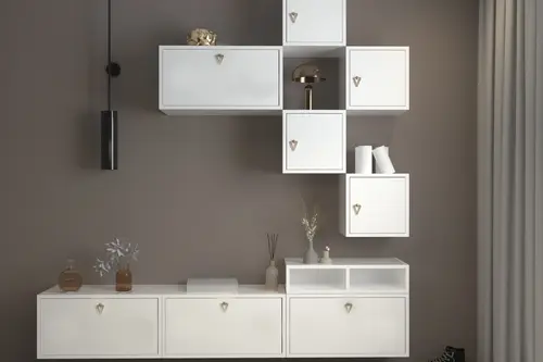 Linea Modern Konsol Ve Kitaplık Kombini, Antrasit Beyaz