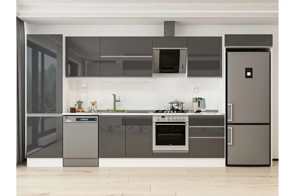 Alvinka 400X222 Cm Mutfak Dolabı, Mbb E80B60S60 2 Antrasit Suntalam