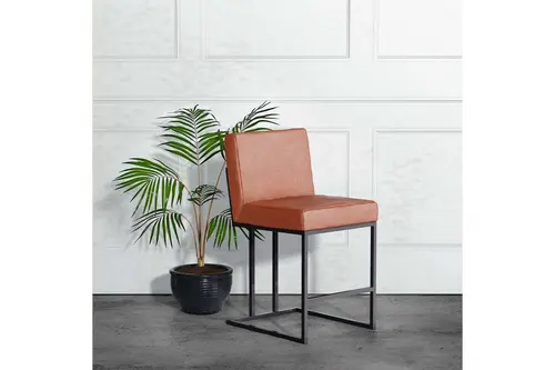 Frame Siyah Metal Deri Bar Sandalyesi