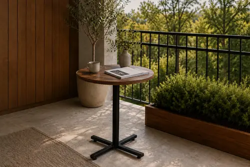 Payas Metal Ayak Mutfak Bahçe Balkon Bistro Ve Cafe Masası, 70X70 Cm, Ceviz Siyah