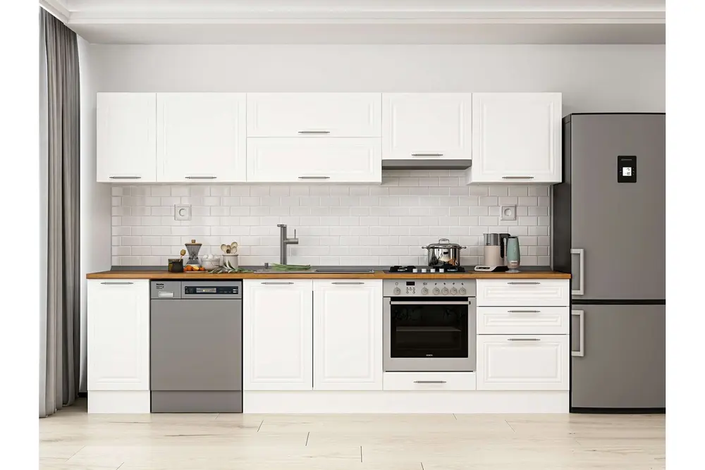 Alvinka 300X210 Cm Klasik Mebran Mutfak Dolabı, M E80S40S60 1 Mebran Beyaz Suntalam