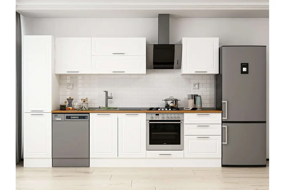 Alvinka 305X210 Cm Klasik Mebran Mutfak Dolabı, Mb E80B45S60 2 Mebran Beyaz Suntalam