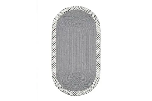 Rixo Çift Taraflı Jüt Gri Oval Halı, 80X150
