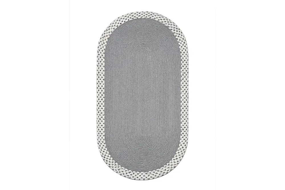 Rixo Çift Taraflı Jüt Gri Oval Halı, 80X150