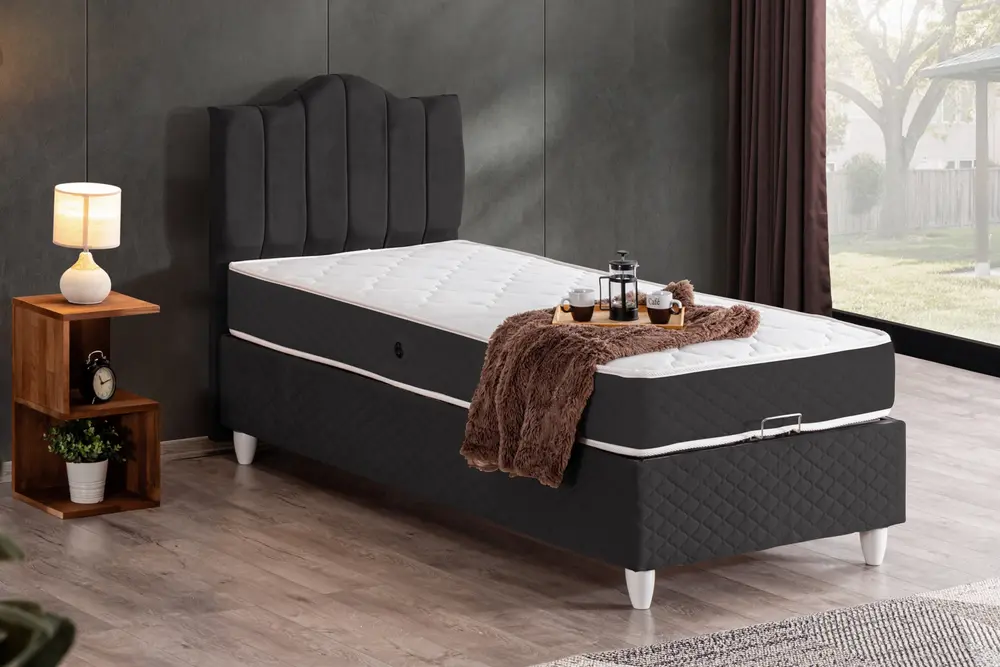 Trend Baza Başlık Ve Letto Yatak, Antrasit, 90X190