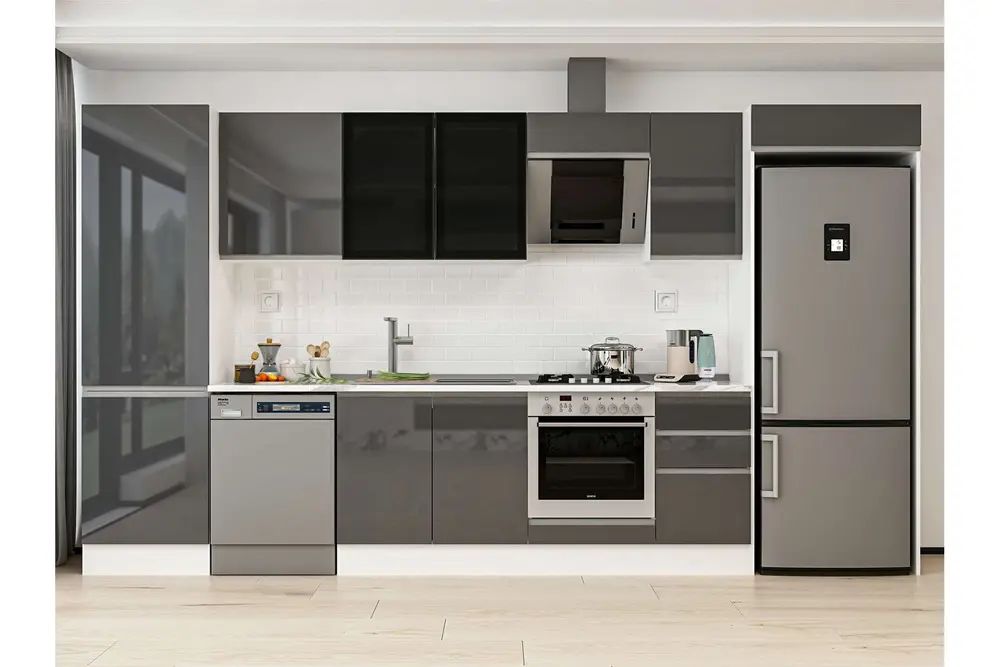 Alvinka 385X222 Cm Mutfak Dolabı, Mbb E80B60S45 3 Antrasit Suntalam