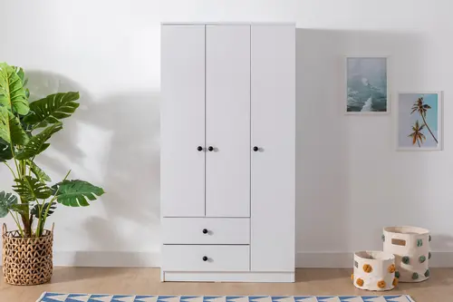 Metalia Home Düğme Gardırop, 3 Kapaklı 2 Çekmeceli