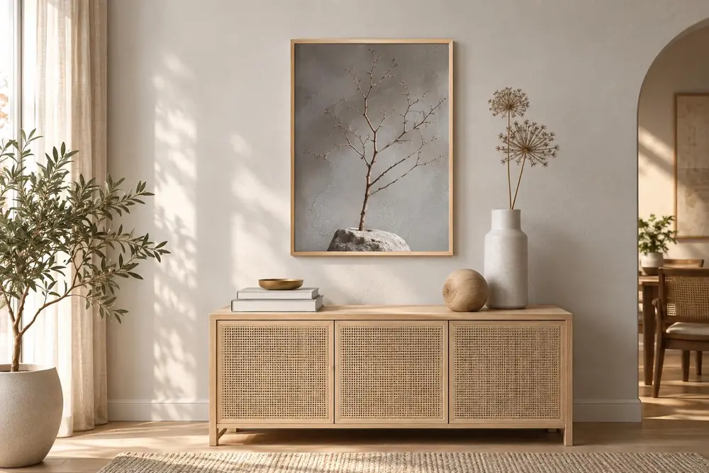 Muyika Naturel Masif Soyut Yaprak Tablo