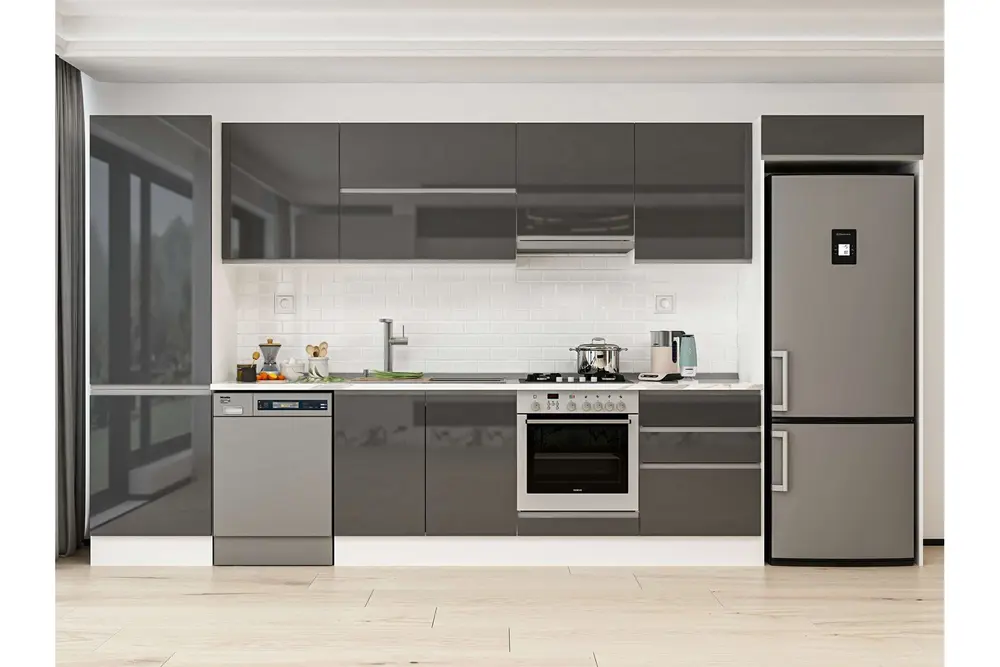 Alvinka 400X222 Cm Mutfak Dolabı, Mbb E80B60S60 1 Antrasit Suntalam