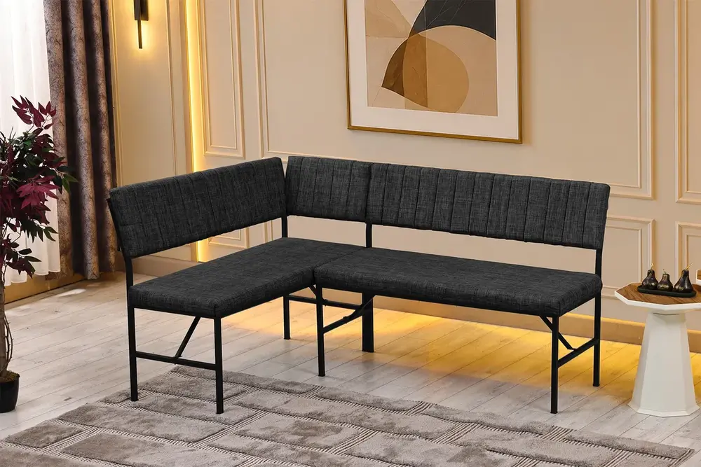 Melody Köşe Bench Takımı, Füme, 110X155 Cm