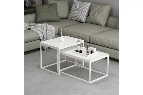 Decor Metal Orta Sehpa, Beyaz