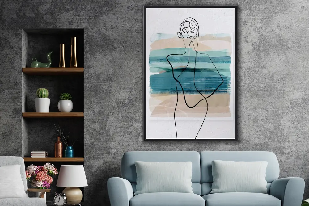 Ahşap Traverten Dokulu Soyut Resım Tablo, 60X90, 8