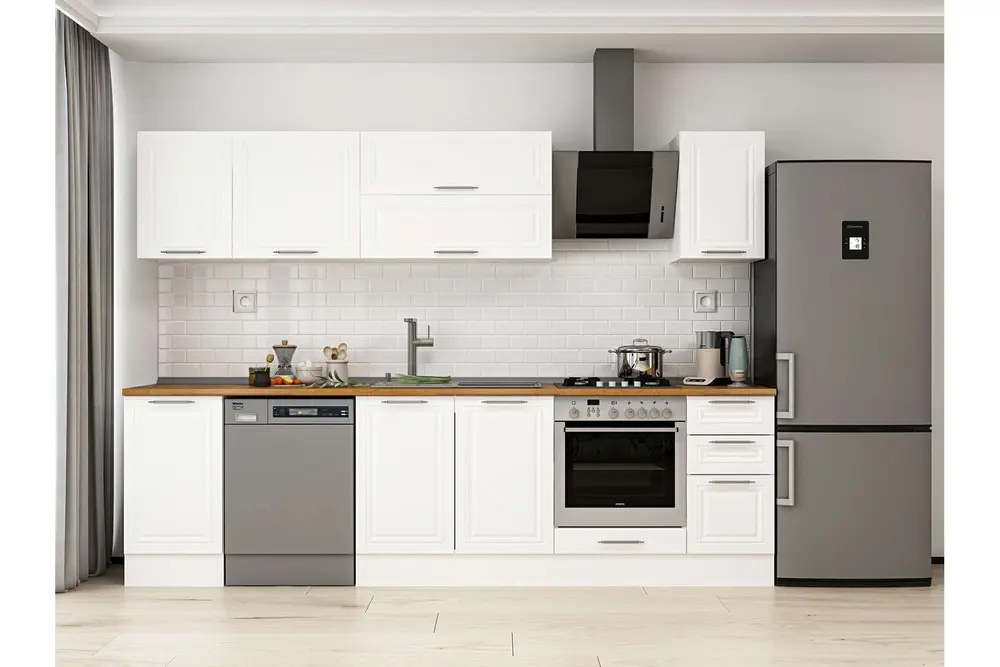 Alvinka 285X210 Cm Klasik Mebran Mutfak Dolabı, M E80S45S40 2 Mebran Beyaz Suntalam
