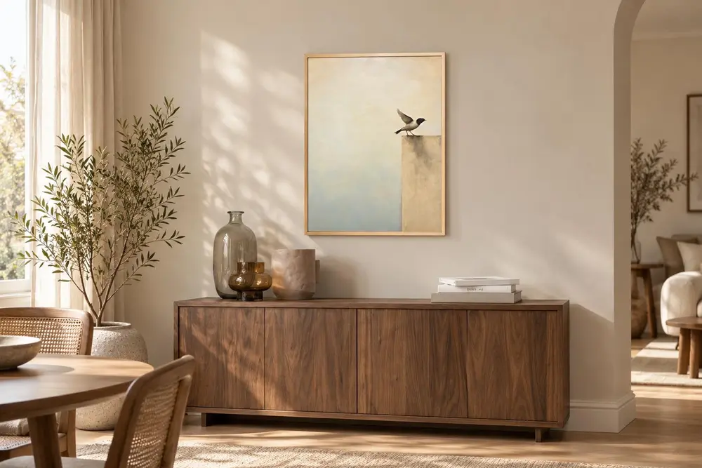 Muyika Stil Kuş Figürlü Minimalist Tablo