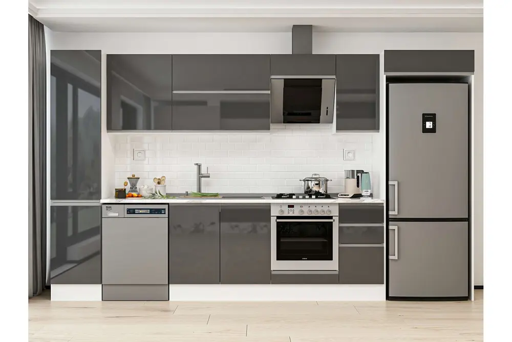 Alvinka 375X222 Cm Mutfak Dolabı, Mbb E90B45S40 2 Antrasit Suntalam