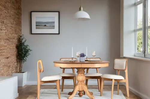Loft Natural Ahşap Oval Masa Takımı, 80X120