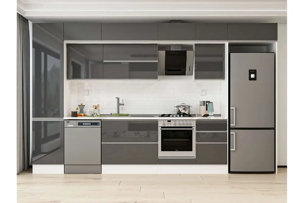Alvinka 380X240 Cm Mutfak Dolabı, Mbb E80B50S50 2 Antrasit Suntalam