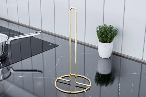 Bino Gold Altın Kaplama Paslanmaz Havlu Peçetelik Metal Kağıt Rulo Havluluk