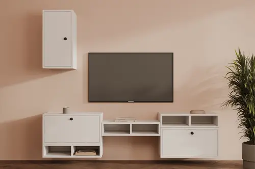 Leron Milano Şık Ve Modern 3 Kapaklı Duvara Monte Çok Amaçlı Tv Ünitesi Mst Tvt 1021