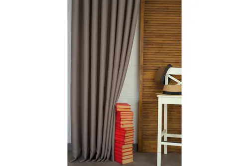 Massarelli Keten Pilesiz Fon Perde, Vizon, 60X260