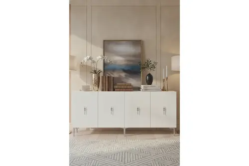Salkım Konsol Ve Tv Sehpası, Beyaz Silver, 180 Cm, Ka1812Bs