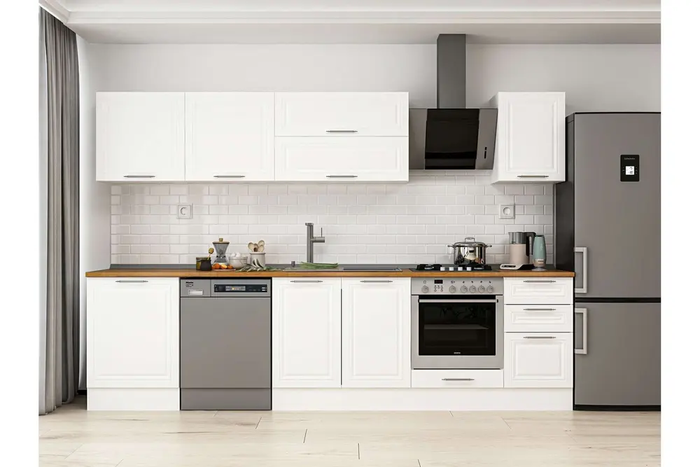 Alvinka 315X210 Cm Klasik Mebran Mutfak Dolabı, M E90S60S45 2 Mebran Beyaz Suntalam