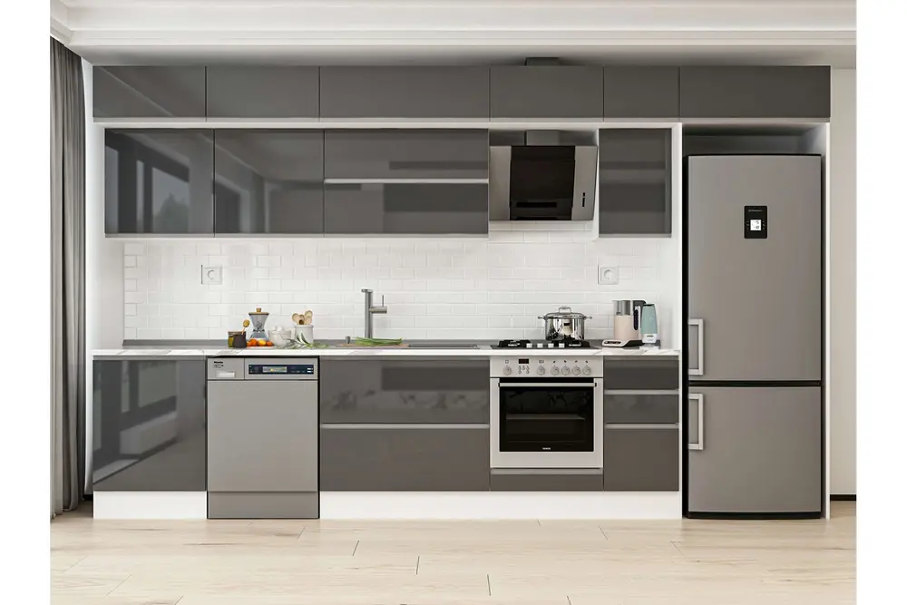 Alvinka 390X240 Cm Mutfak Dolabı, Mb E90S60S40 2 Antrasit Suntalam
