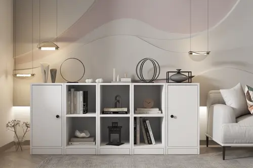 Leksa 2 Kapaklı Raflı Kitaplık 160 Cm Beyaz Ktp-1174-Ç